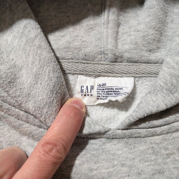 Gap Teen cropped grey hoodie kids size XXL/18-20 - Picture 5 of 10